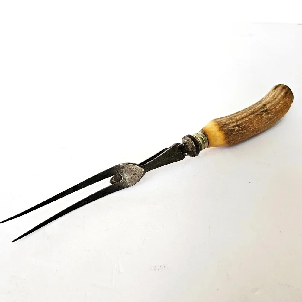 Vintage Joseph and Sons Stag Horn Handmade Antler Fork Carving -‎ M1122